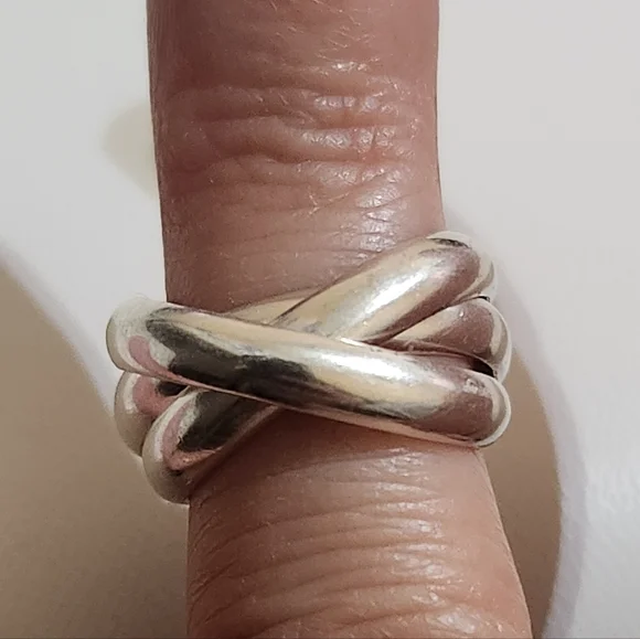 Vintage Sterling Silver Russian Wedding Ring Mexico 925 - Picture 3 of 9